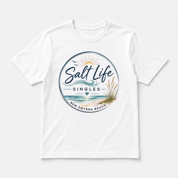 Salt Life Singles graphic on a white tee